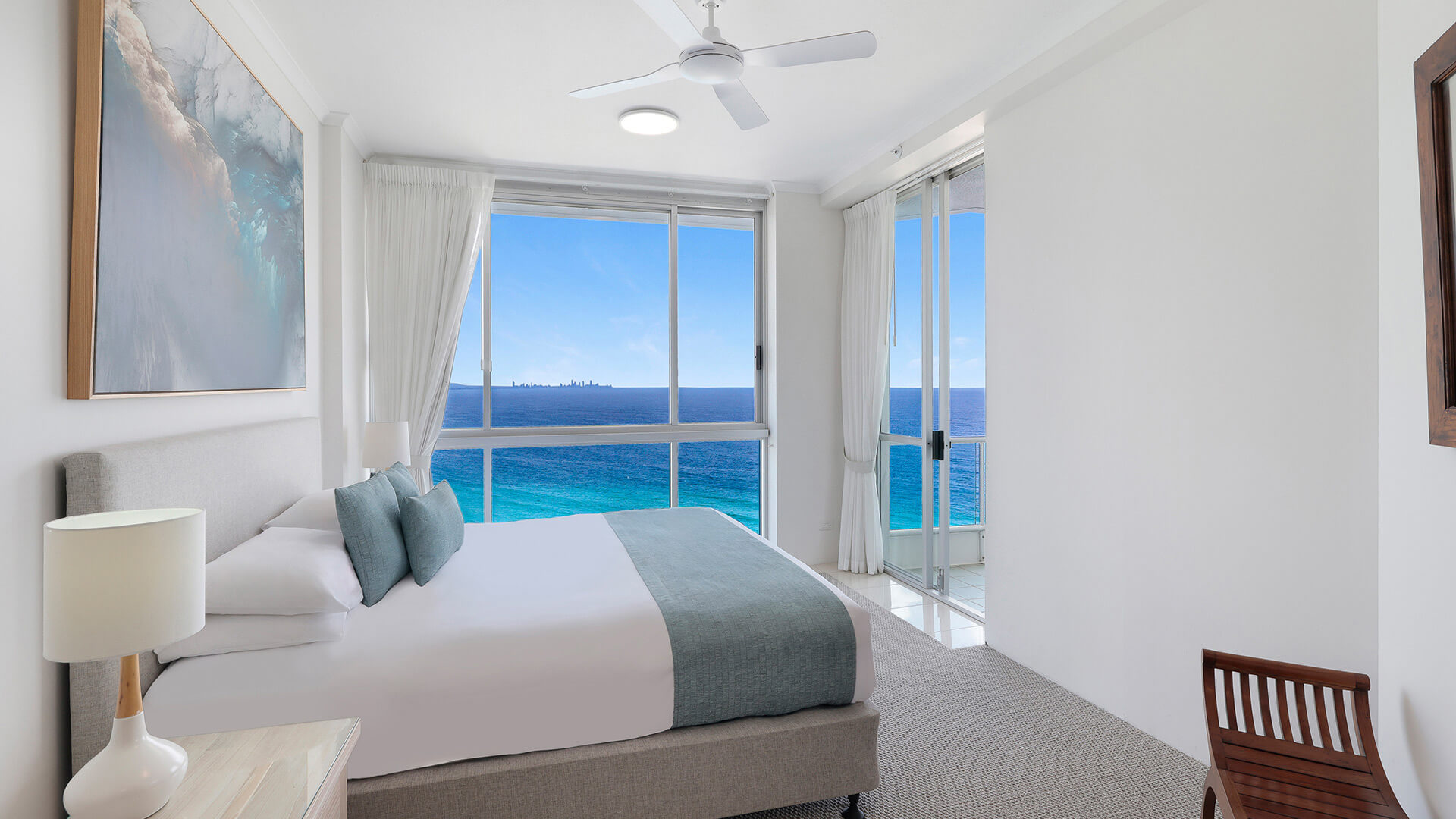Ocean-view bedroom in the 4 Bedroom Oceanfront Penthouse at ULTIQA Points North.