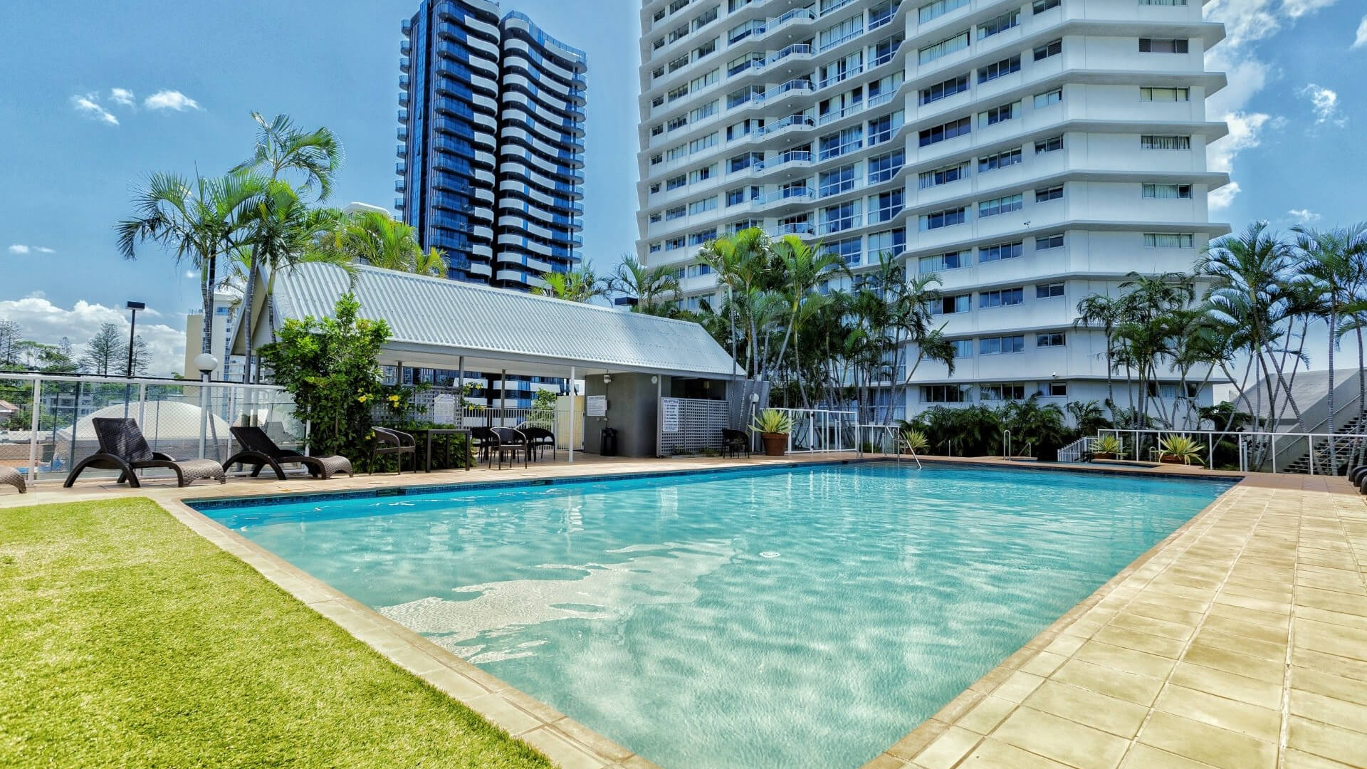 Outdoor resort swimming pool at ULTIQA Points North Coolangatta.